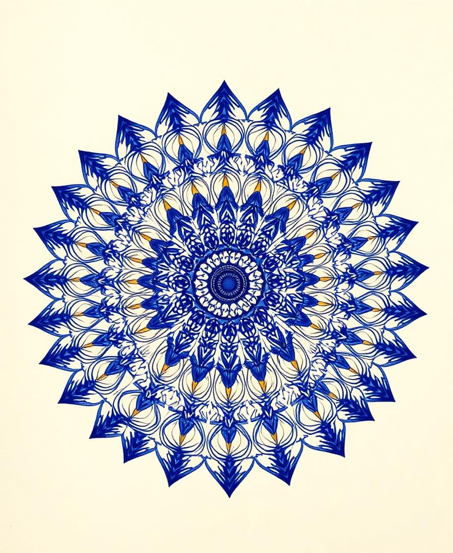 Detail of a focus-themed mandala in fine ink