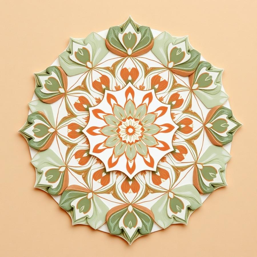 Detail of a nurture-themed mandala in fine ink