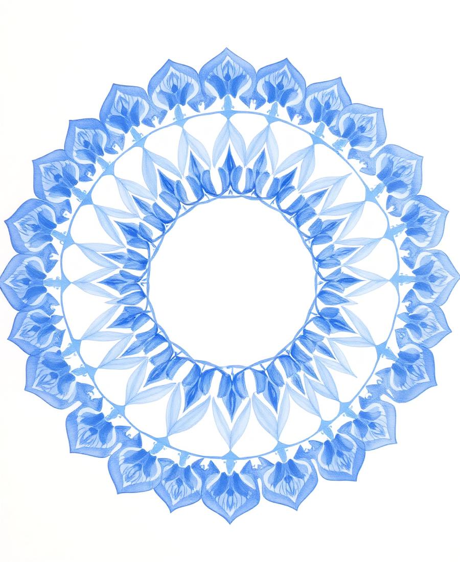 Detail of a peace-themed mandala in fine ink